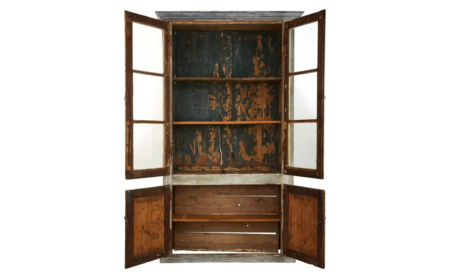 Wood Antique French Painted Cabinet