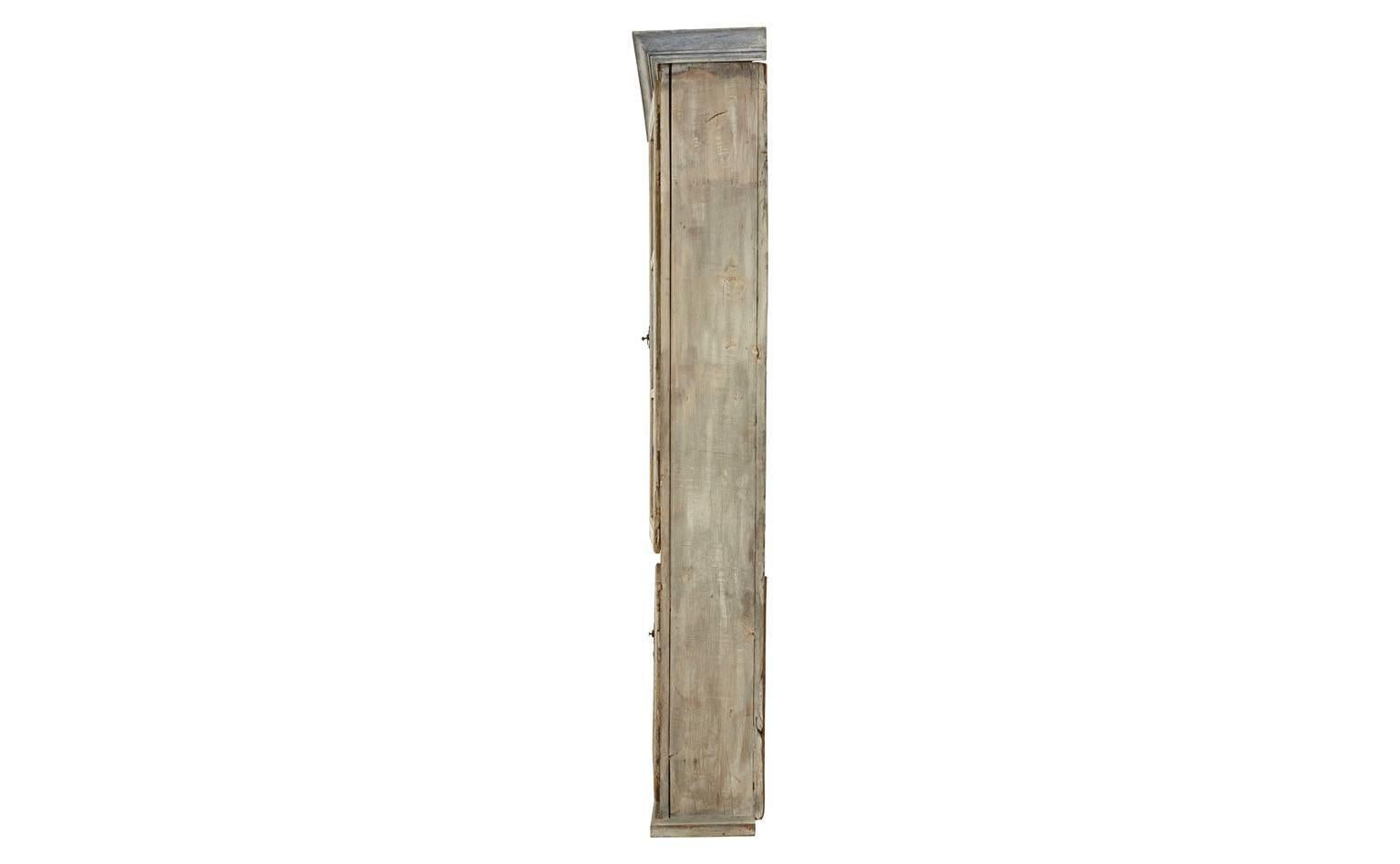 Antique French Painted Cabinet In Distressed Condition In Chicago, IL