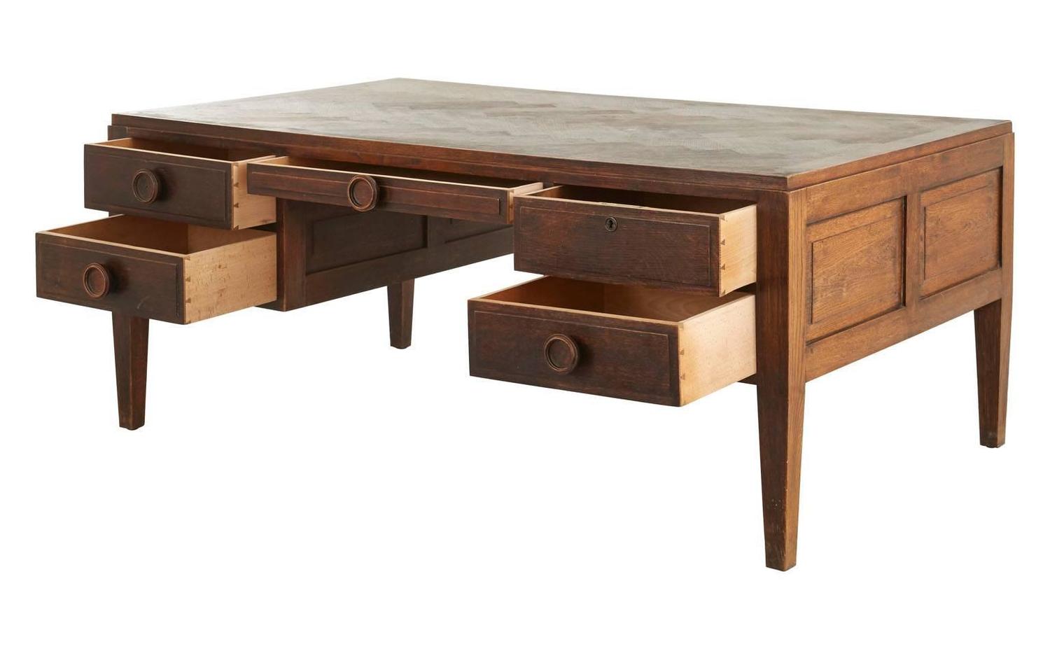 Vintage Wood Partners Desk at 1stdibs