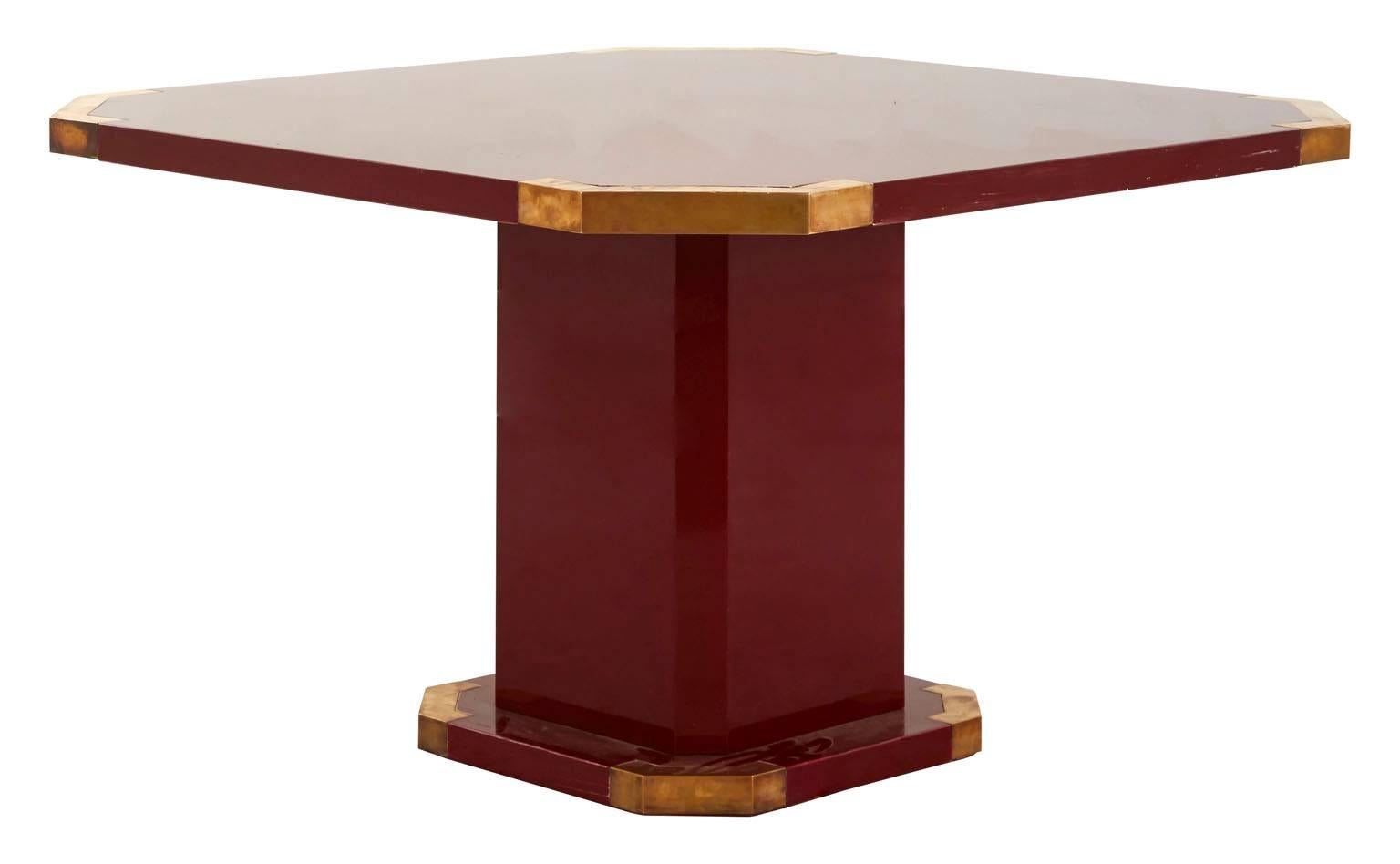French Vintage Red Lacquer Campaign Table