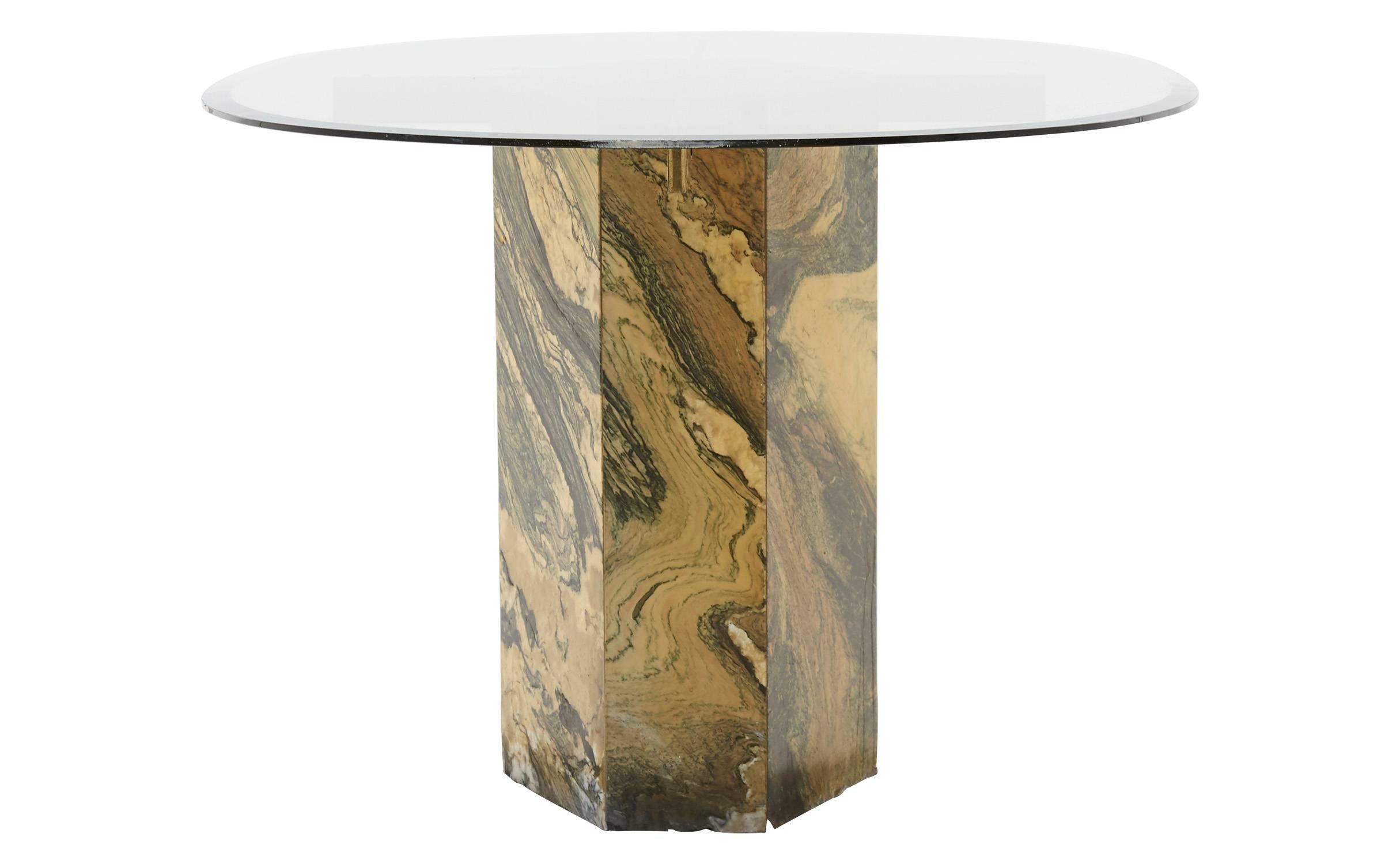 French Stone Glass Top Dining Table