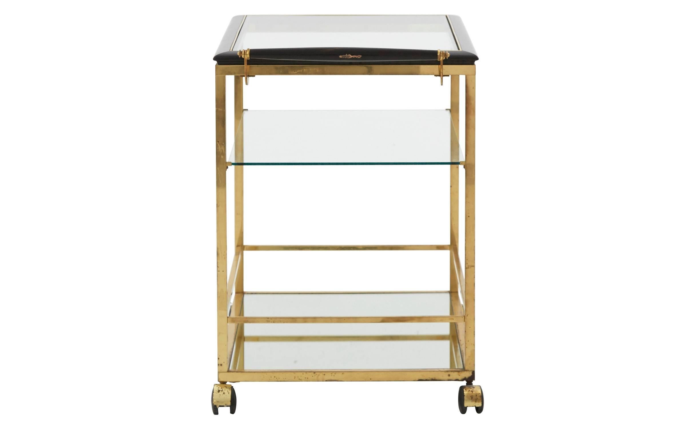 French Brass and Mirror Bar Cart
