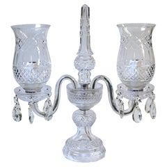 Vintage Crystal Candelabra Double Hurricane Lamp style Baccarat 20ème siècle