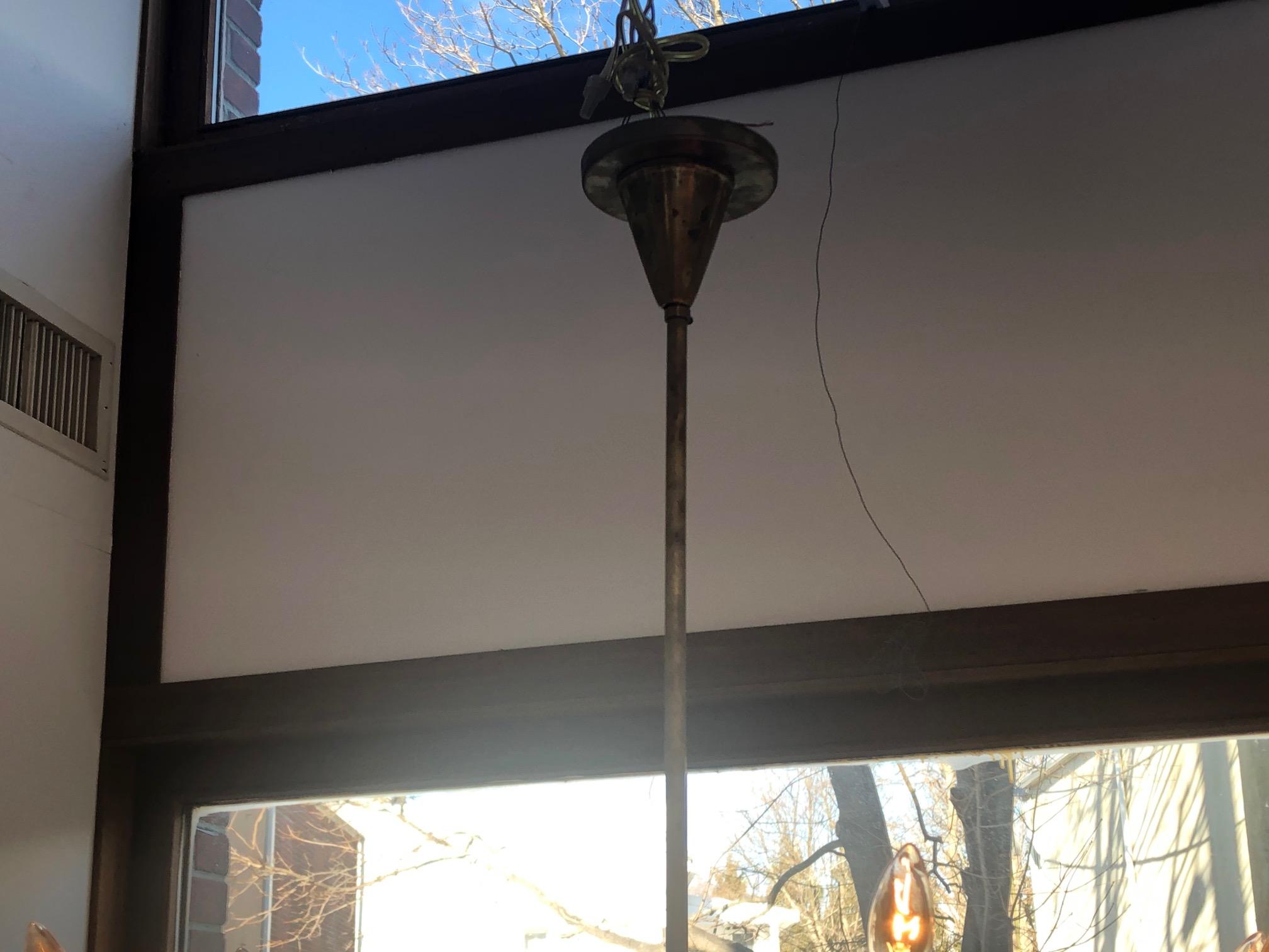 1950s Italia Brass Chandelier with Floral Motif In Good Condition For Sale In Sag Harbor, NY