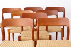 Großes Set aus 8 Teakholz-Esszimmerstühlen von Niels Otto Møller – Modell 75 (1950er Jahre), dänisch