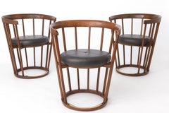 Set of 4 Vintage Barrel Chairs, 1970s German Beech Wood Dining Chairs