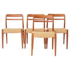 4er-Set Alf Aarseth Modell 145 Esszimmerstühle, Teakholz und dänische Papierkordel, 1960er Jahre