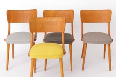 Set of 4 Vintage Bentwood Dining Chairs, 1950s German Mid-Century Beech Chairs