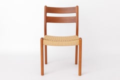 Set of 4 Danish Teak Dining Chairs by EMC Møbler, Danish Cord, Denmark 1960s–70s