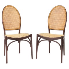 Ein Paar Vintage-Thonet-Bugholz-Esszimmerstühle mit Wiener Geflecht, 1960er–1970er Jahre