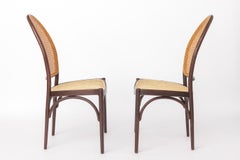Ein Paar Vintage-Thonet-Bugholz-Esszimmerstühle mit Wiener Geflecht, 1960er–1970er Jahre