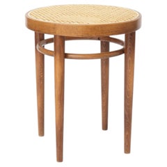 Vintage Bentwood Stool with Vienna Cane Seat, 1950s–1960s, Beechwood Rattan