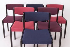Set of 6 Vintage German Dining Chairs, 1950s–1960s, Black Beechwood