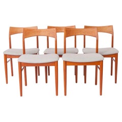 Set of 5 Henning Kjærnulf Teak Dining Chairs, Vejle Stolefabrik, Danish 1960s