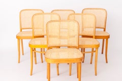 Set of 8 Ligna Bentwood Dining Chairs, Beechwood & Vienna Cane, 1960s-1970s