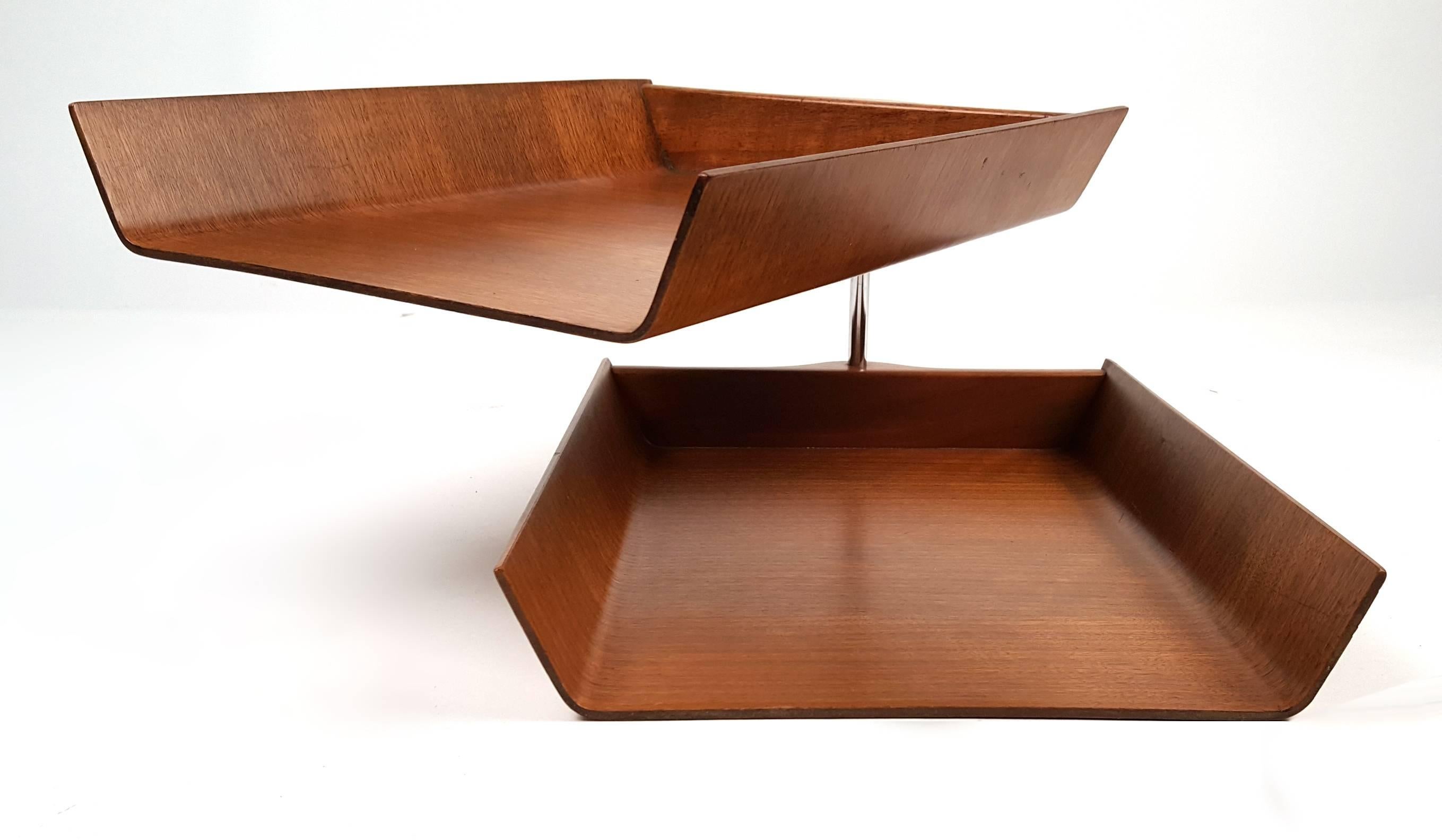 Mid-Century Modern Florence Knoll Molded Plywood Architectural Letter Tray
