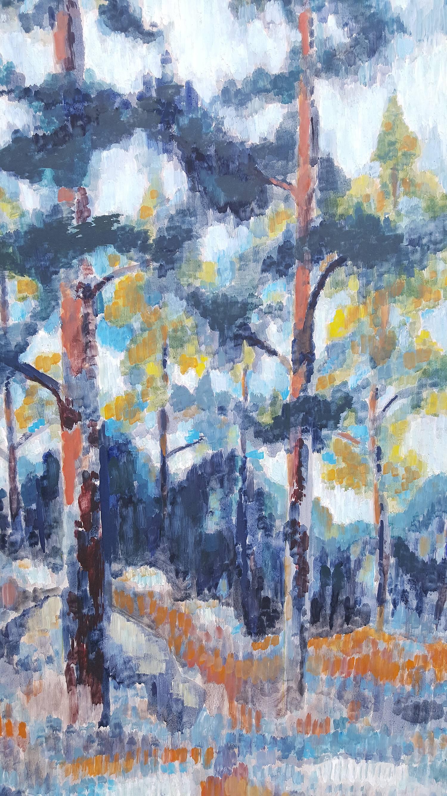 Abstrakte Landschaft „F Wald“ von Stephen Thomas Rascoe (Moderne) im Angebot