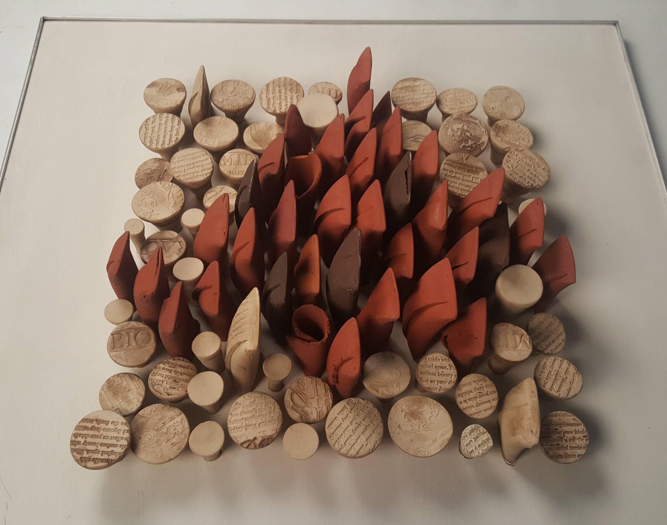 American Relique III, Low Relief Abstract Ceramic Wall Sculpture by Will Farrington