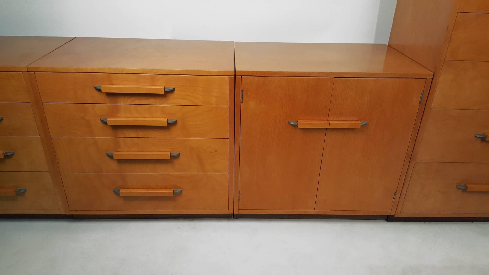 Mid-Century Modern 'Flexible Home Arrangement' Modular Birch Cabinet System by Eliel Saarinen
