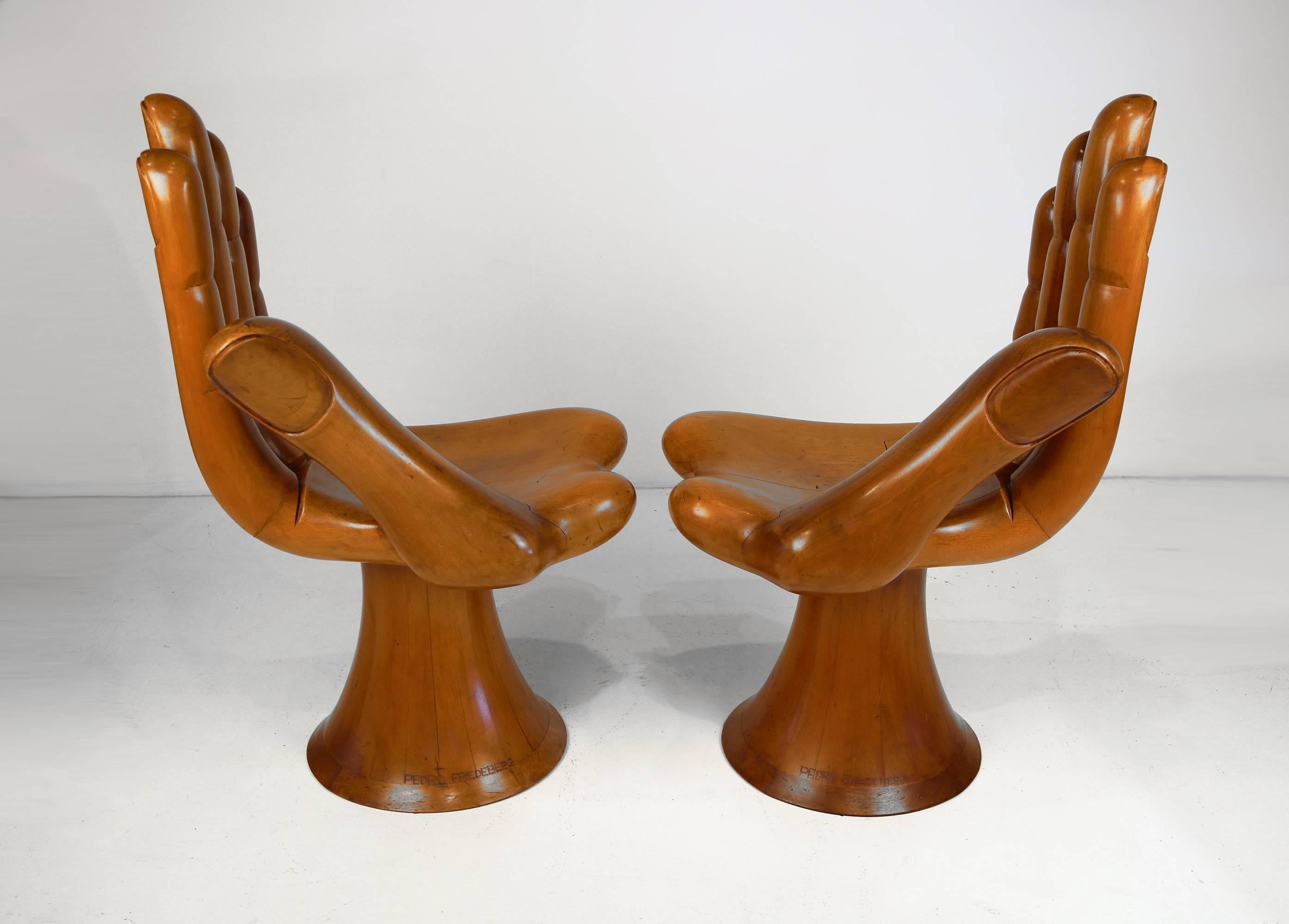 Pedro Friedeberg Natural Mahogany Right and Left Pair of Hand Chairs, Settee  1