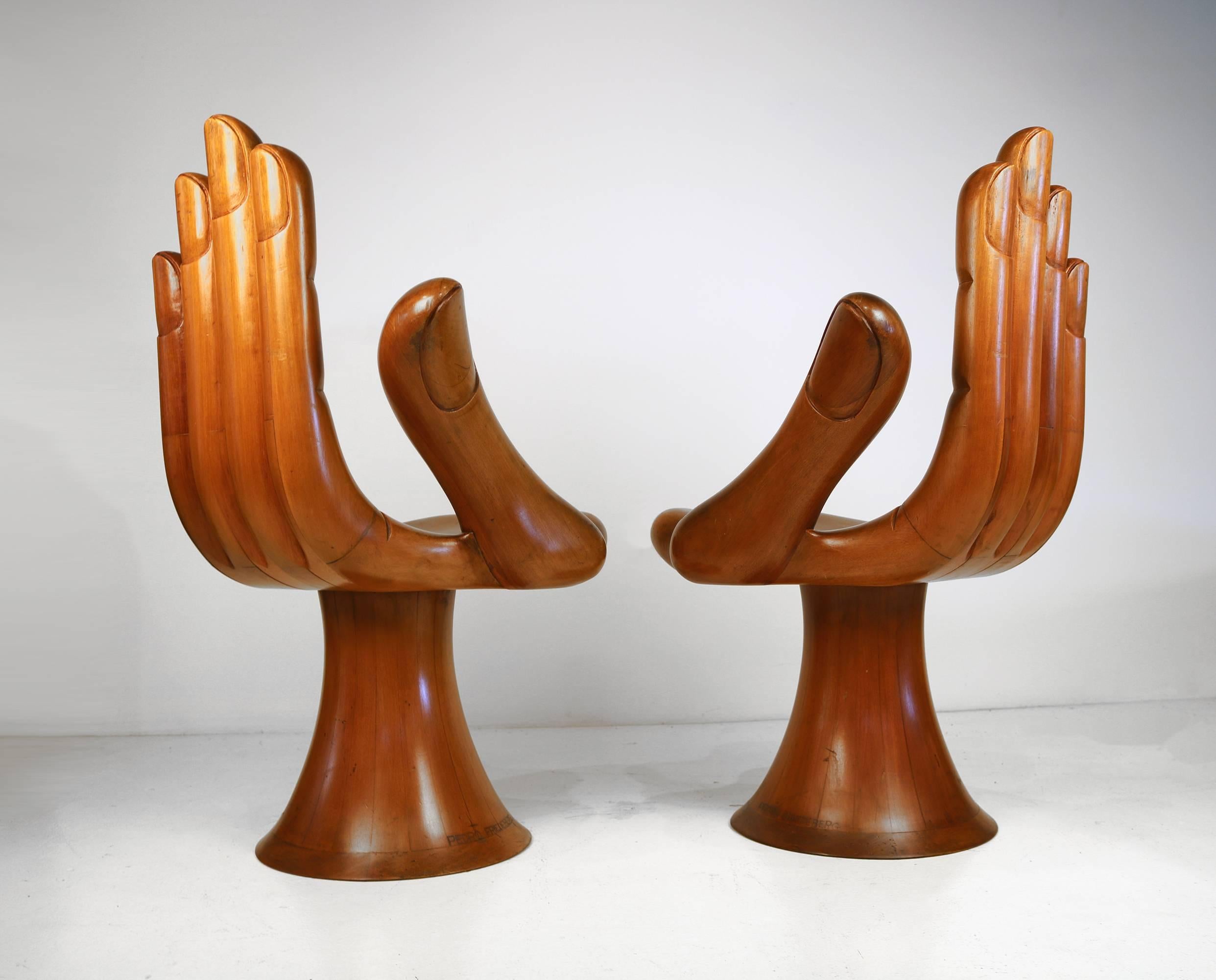 Pedro Friedeberg Natural Mahogany Right and Left Pair of Hand Chairs, Settee  In Good Condition In Dallas, TX