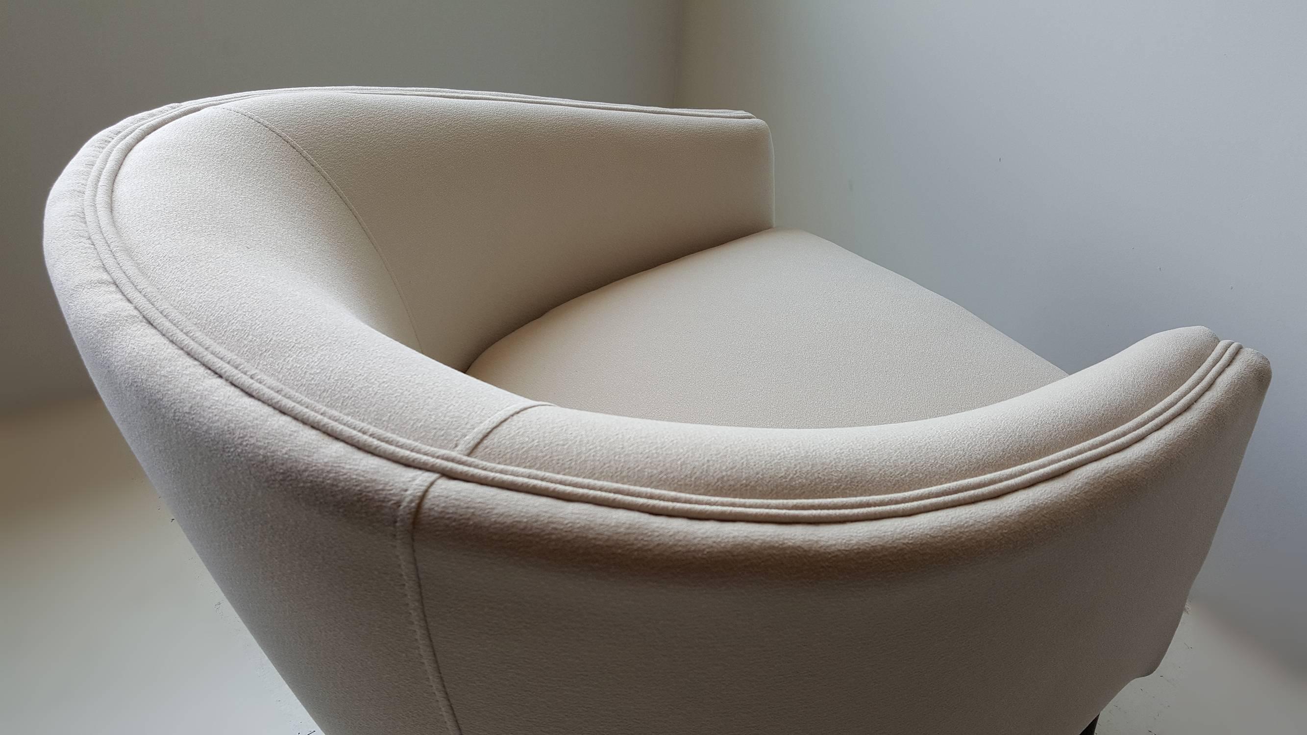 Textile Adrian Pearsall Lounge Chair with Sculptural Walnut Base