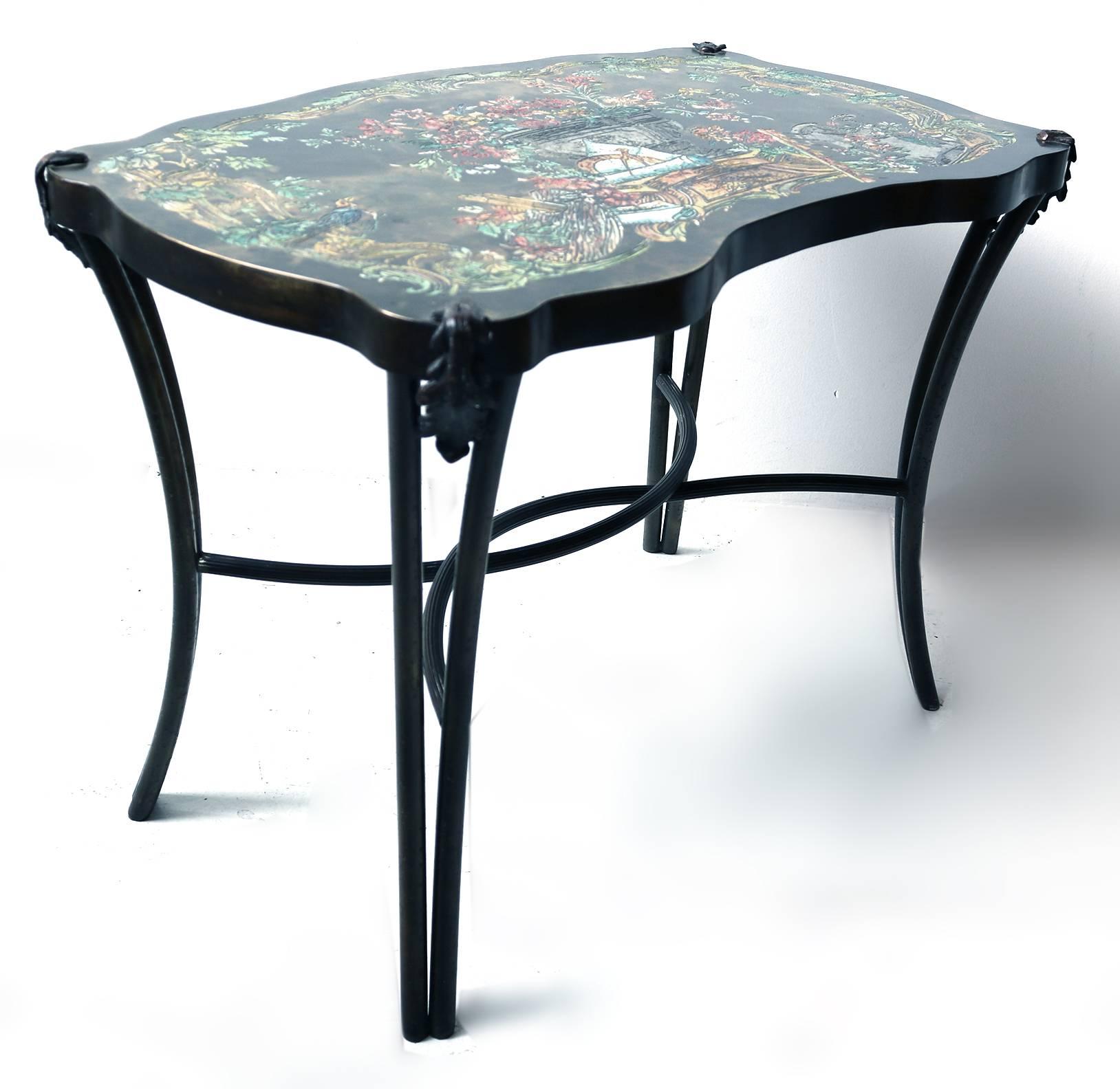 Mid-Century Modern Philip and Kelvin LaVerne Pompadour Occasional Table in Patinated Bronze