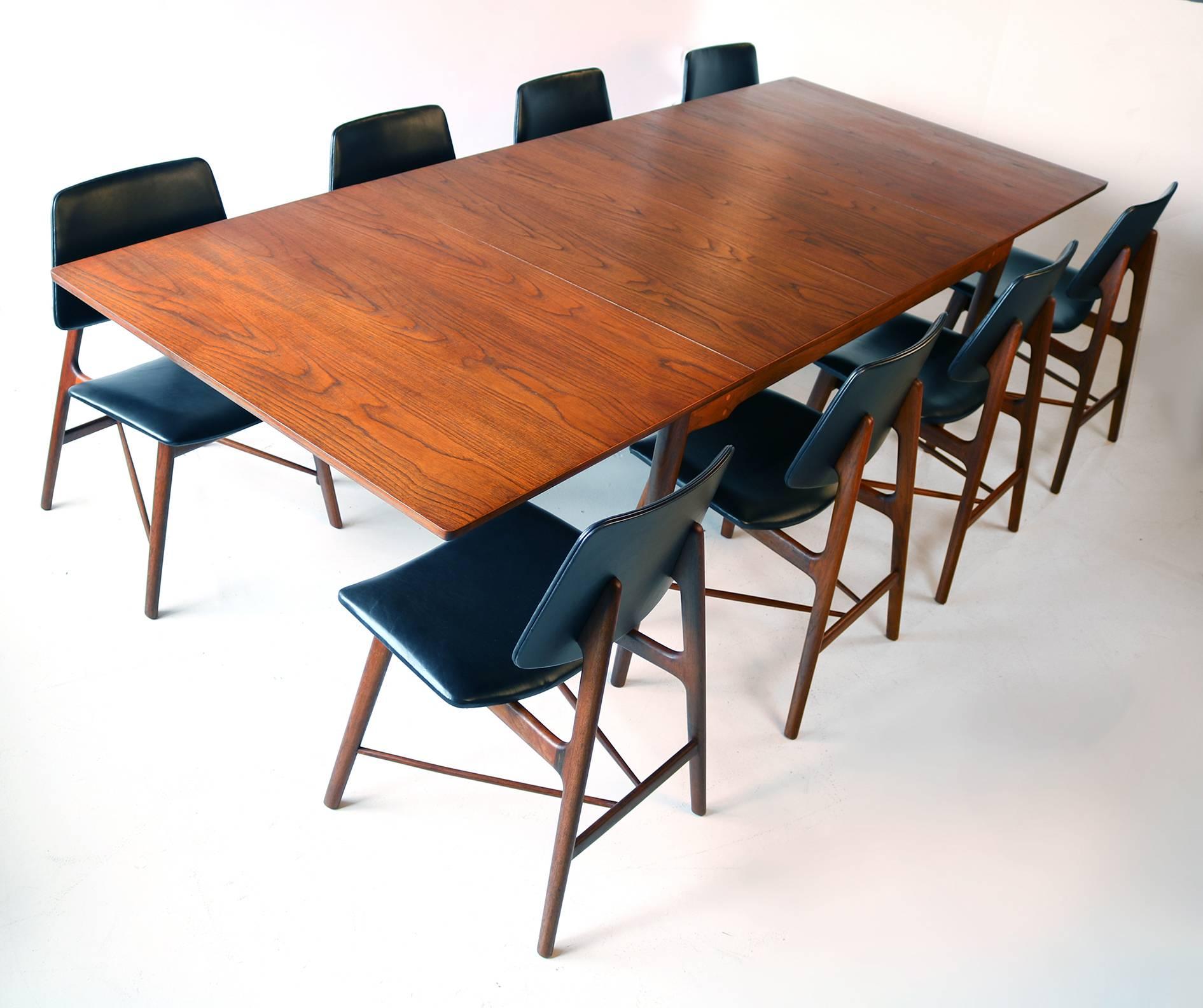 Scandinavian Modern Finn Juhl Complete Dining Set Including Table and Eight Chairs