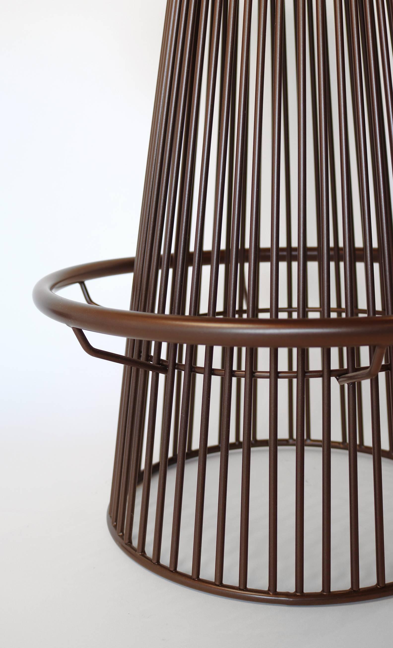 Powder-Coated Trio of Barstools in Bronze after Warren Platner
