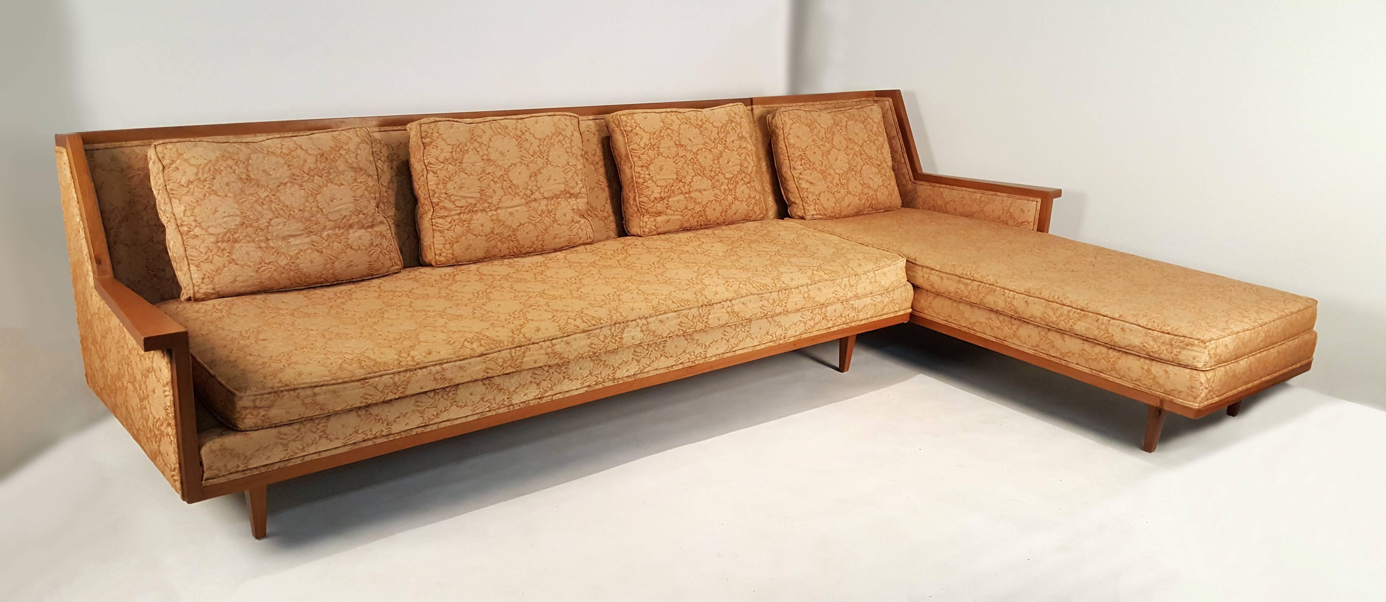 This sofa was manufactured by one of the most well-recognized names in furniture from the mid-century modern era, Widdicomb. The company was best known for their partnership with world-renown designer T.H. Robsjohn Gibbings. Many other great