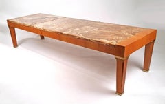 1960s Baker Silver Label Onyx and Mahogany Coffee Table