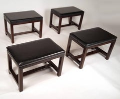 Two Pairs of Solid Mahogany Stools by Edward Wormley for Dunbar