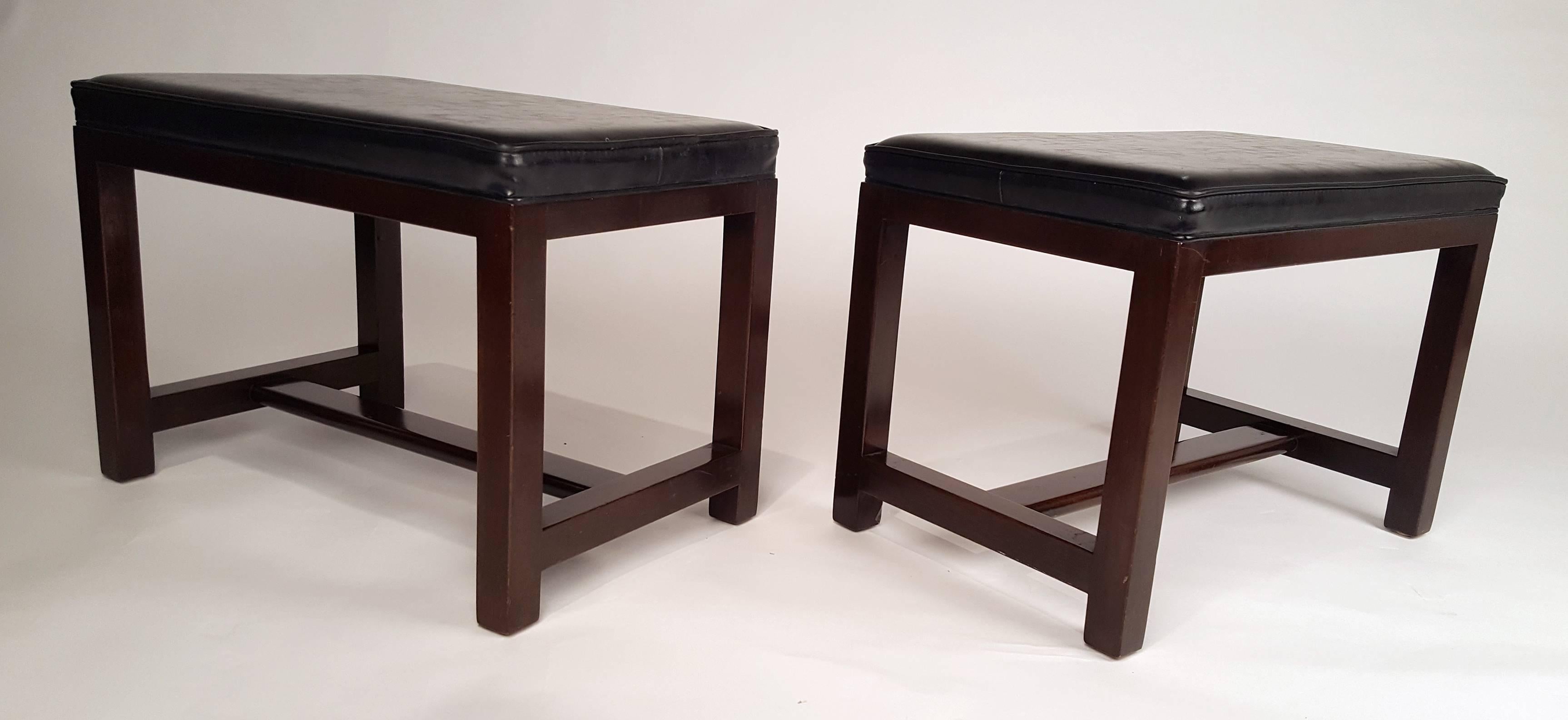 Mid-20th Century Two Pairs of Solid Mahogany Stools by Edward Wormley for Dunbar For Sale