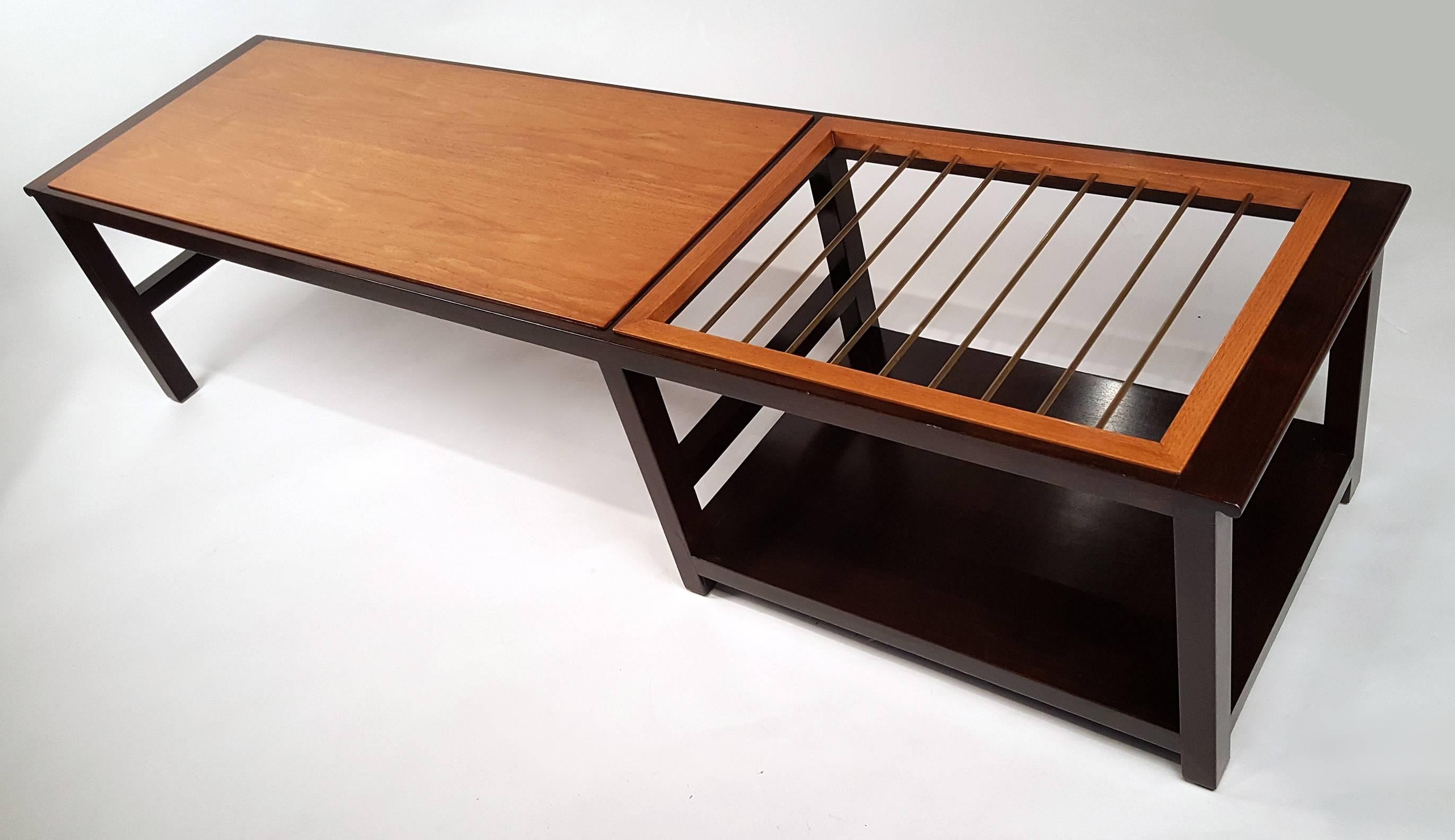 Mahogany Edward Wormley for Dunbar Table or Bench with Magazine Display For Sale