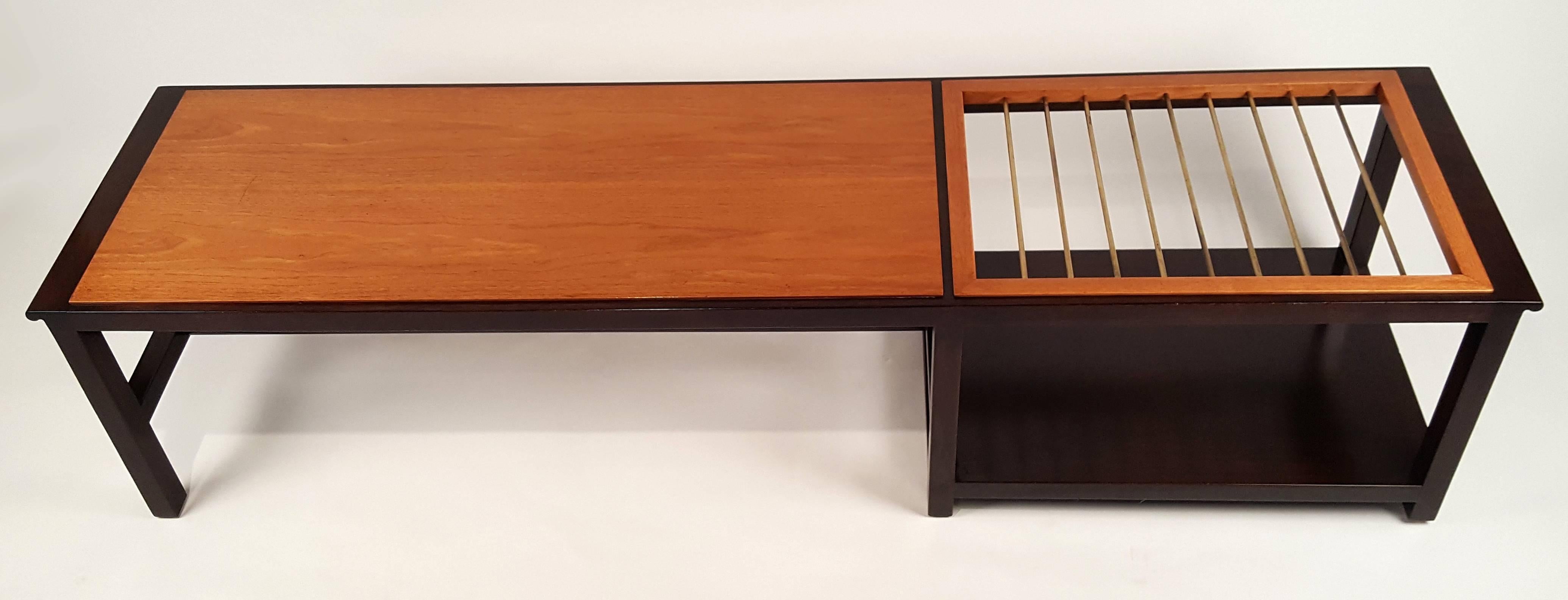 Mid-Century Modern Edward Wormley for Dunbar Table or Bench with Magazine Display For Sale