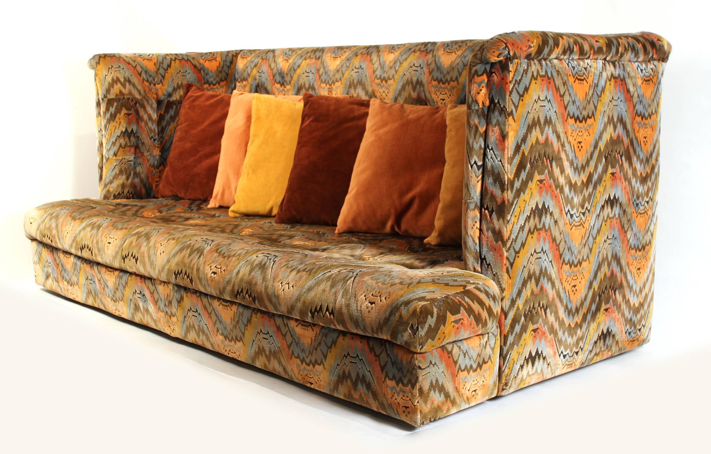Mid-Century Modern Milo Baughman for Thayer Coggin Shelter Sofa with Treasure Chest Ottomans