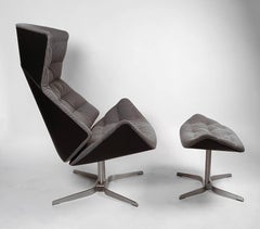 Gebruder Thonet Tilt and Swivel Lounge Chair and Ottoman