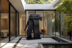 David L Deming Centurion II Abstract Modern Sculpture in Flat Black Steel, 1985