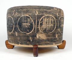 Jane And Gordon Martz Incised Ceramic Studio Pottery Planter with Original Stand