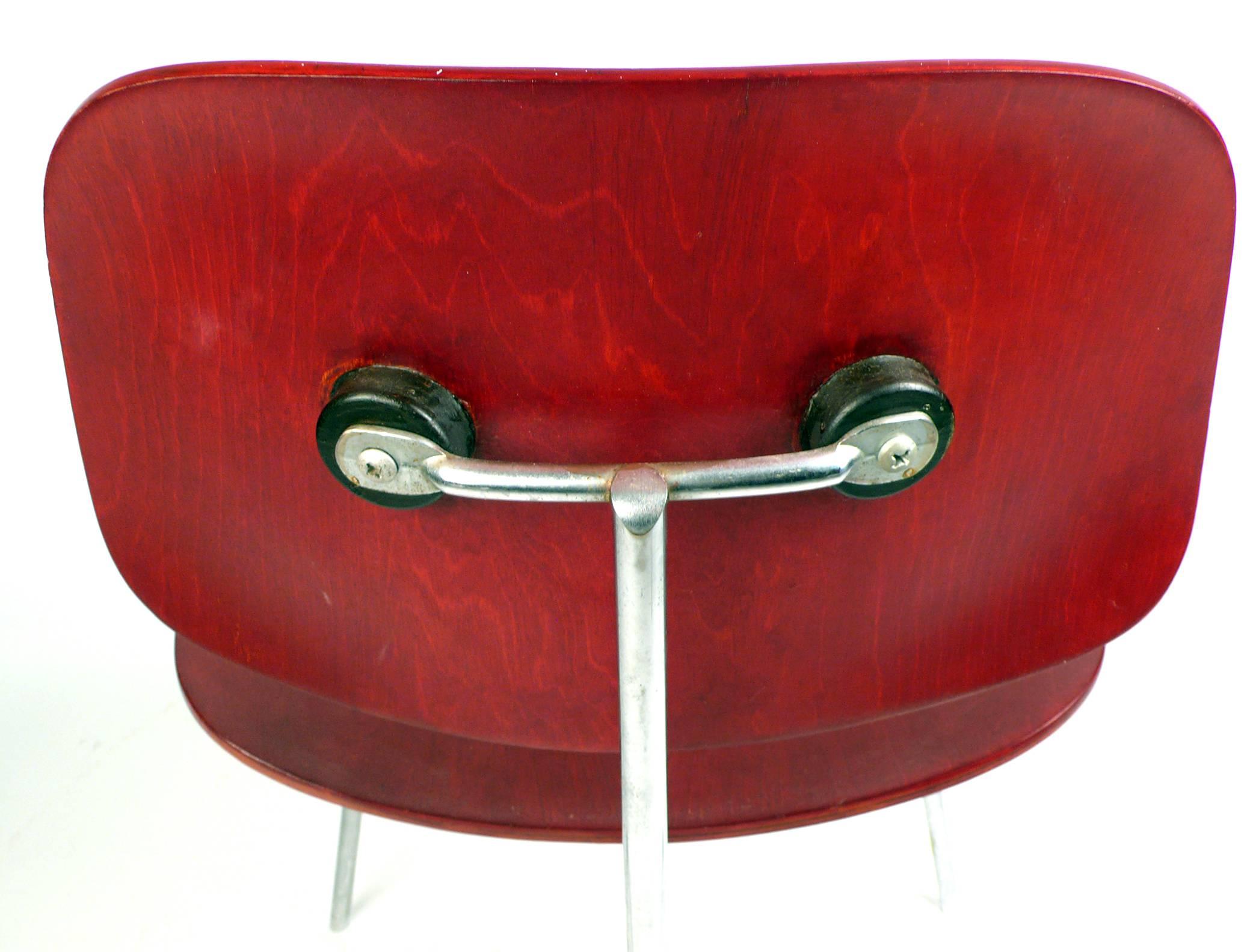 20th Century Production DCM by Charles Eames red 1950s For Sale
