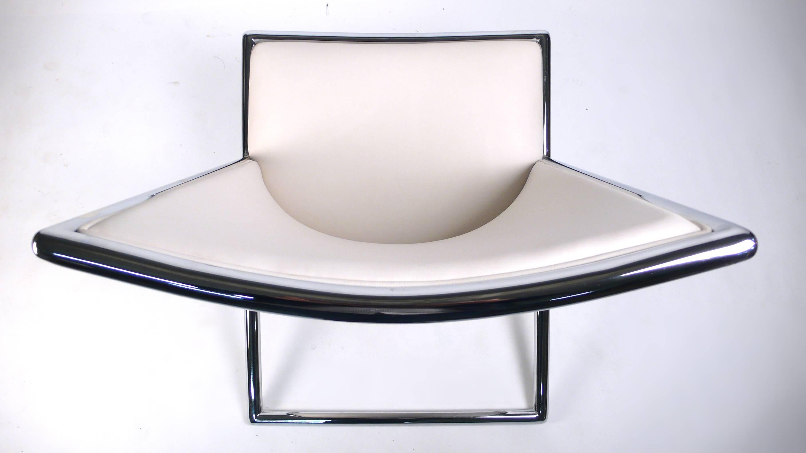 Leather Scissor Lounge Chairs by Ward Bennett