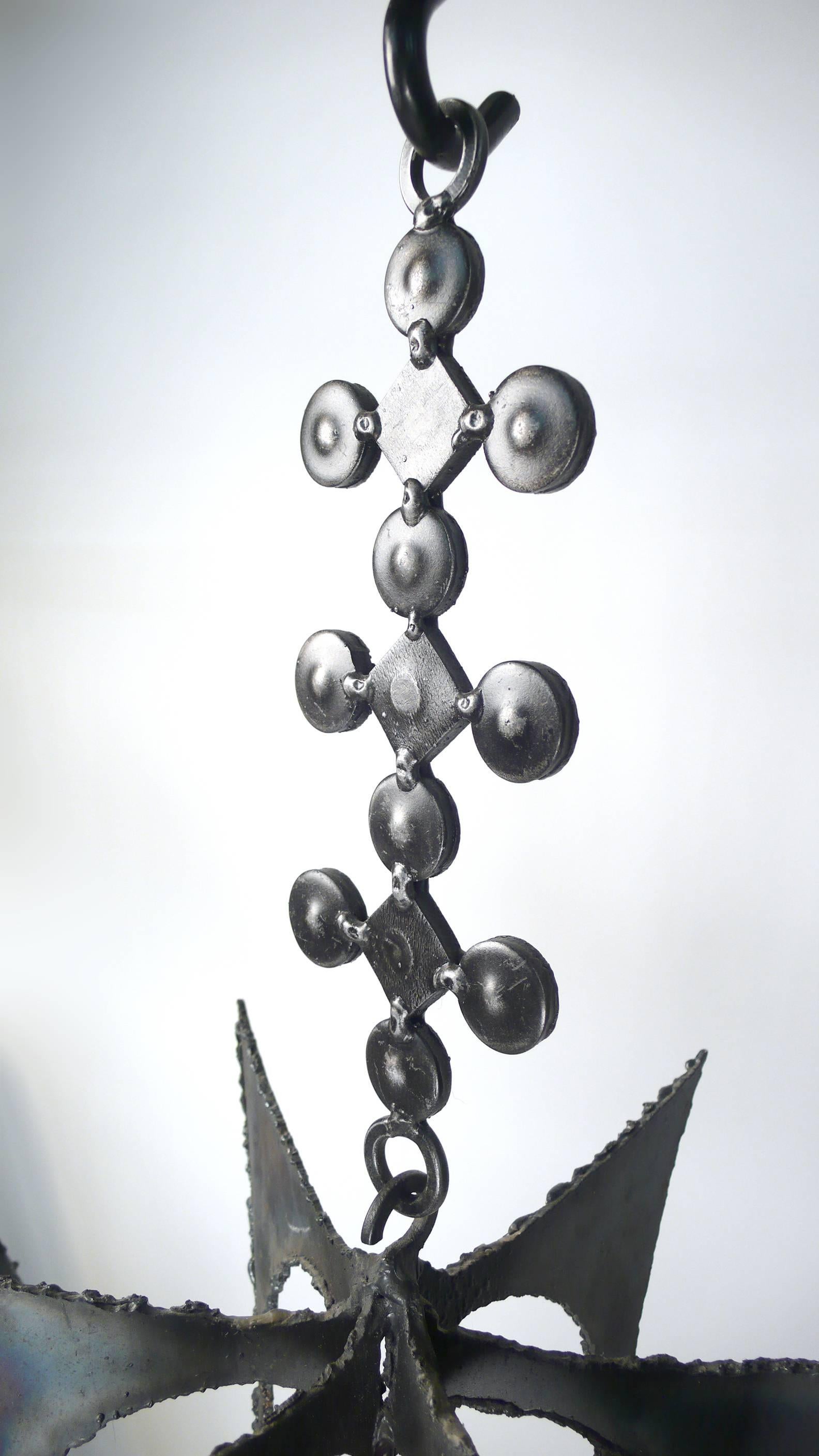 Brutalist Suspended Modular Candelabra Sculpture by Gene Montez Flores 2