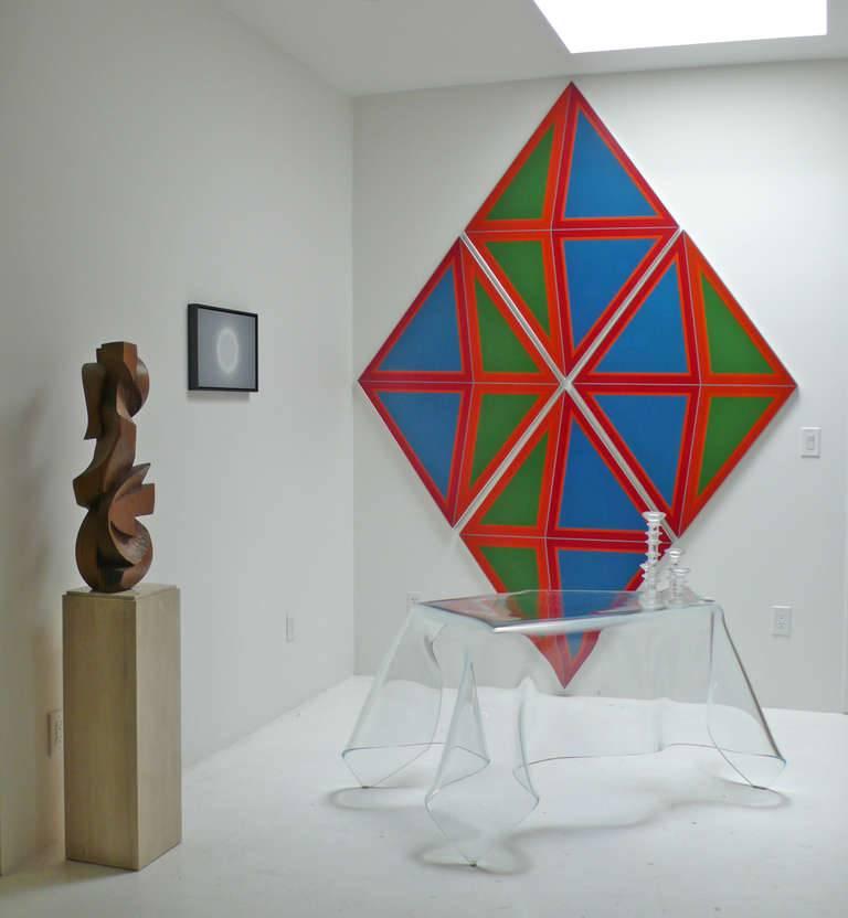 Escritorio de cristal abombado diseñado a medida por Laurel Fyfe Moderno de mediados de siglo en venta