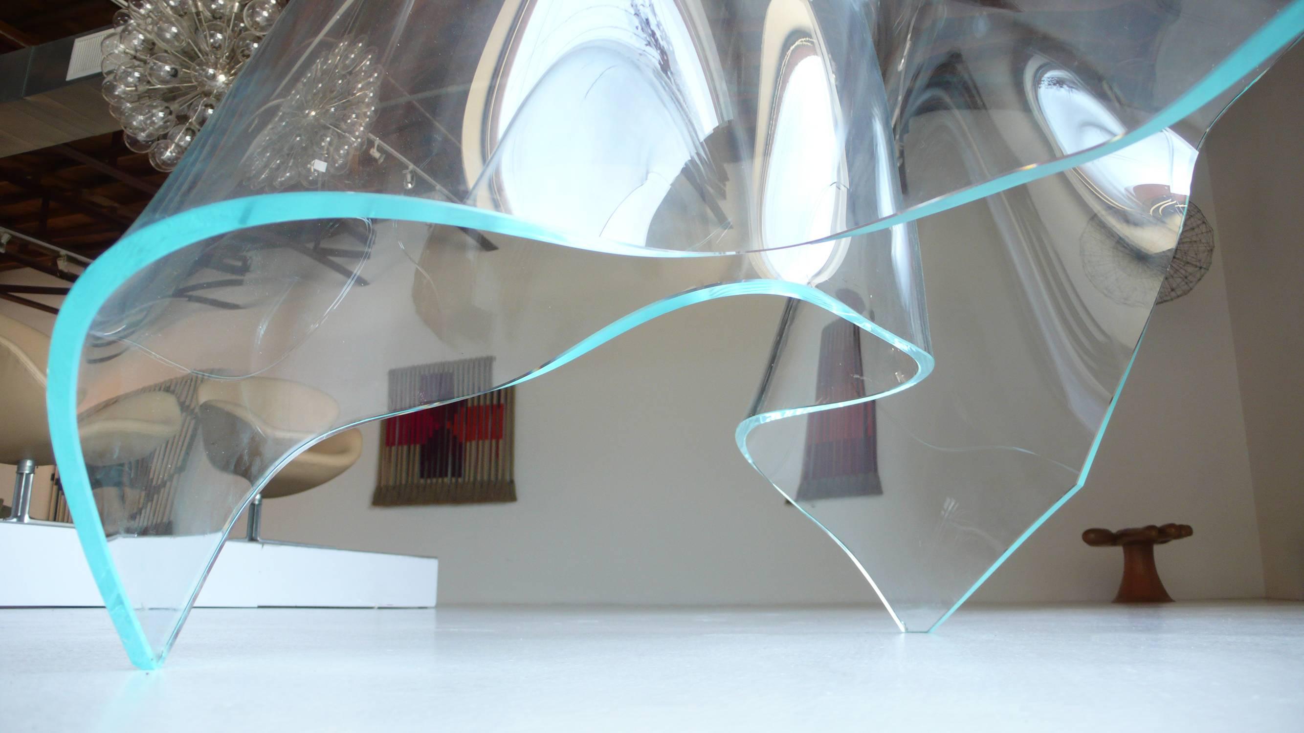 Custom Designed Slumped Glass Desk by Laurel Fyfe For Sale 1