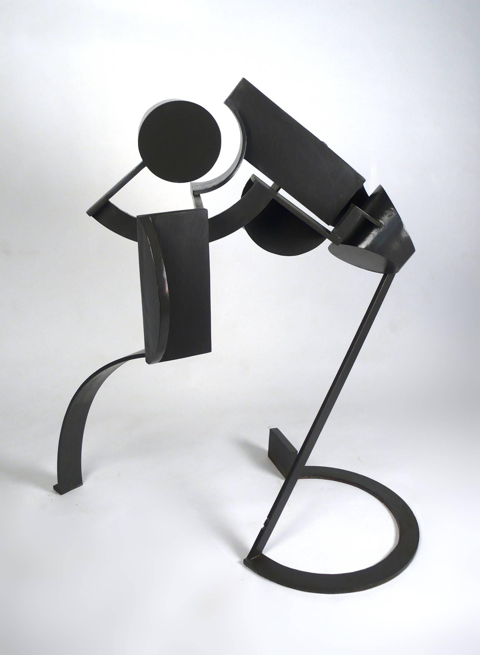 Abstract modernist steel sculpture produced by Texas artist Marshall Cunningham. This sculpture was a private commission for the Norman V. Kinsey family of Shreveport LA. It is about 30 years old and retains its original finish. The two large