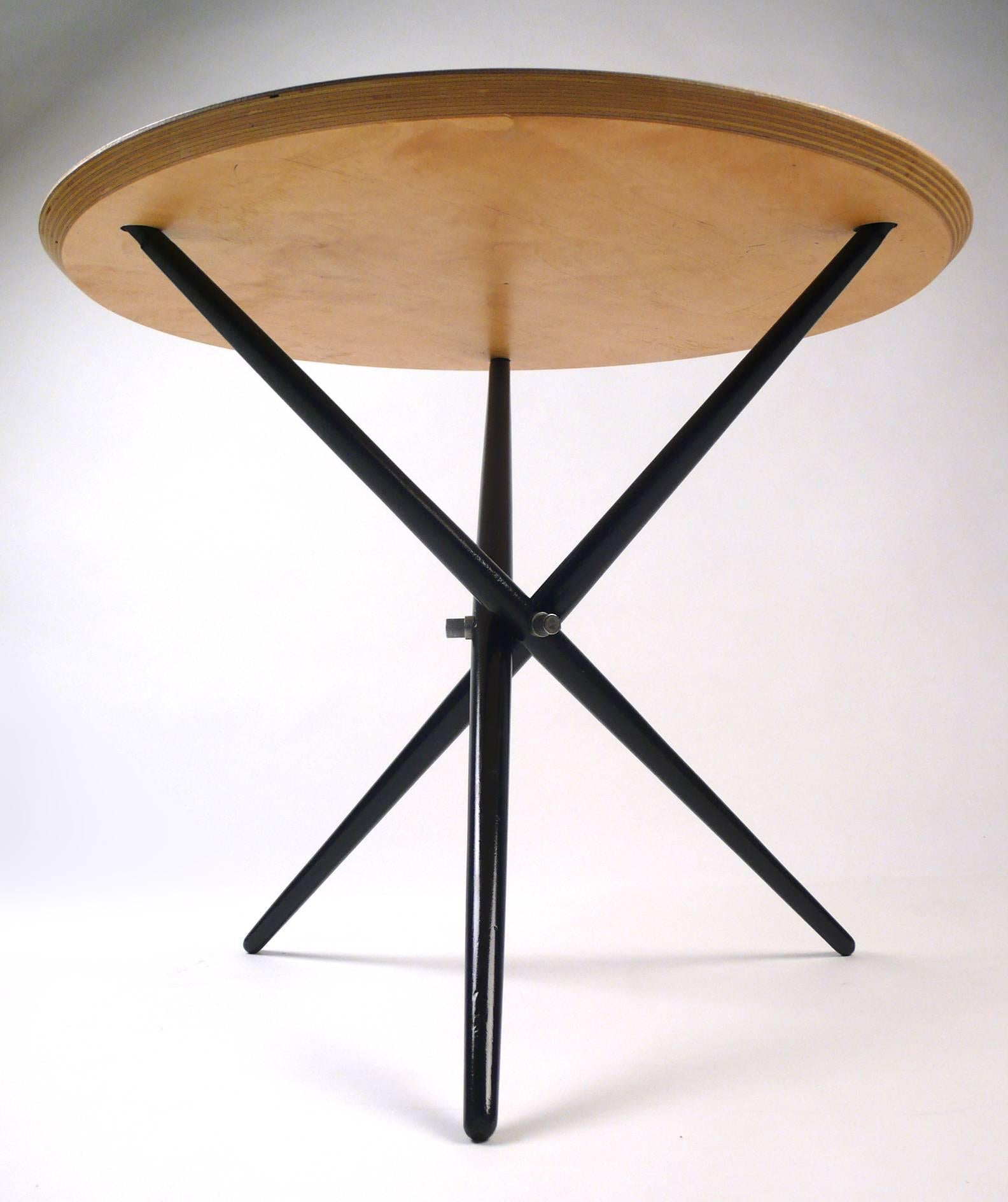 Mid-Century Modern Knoll Tripod Tables 1948 black and wood