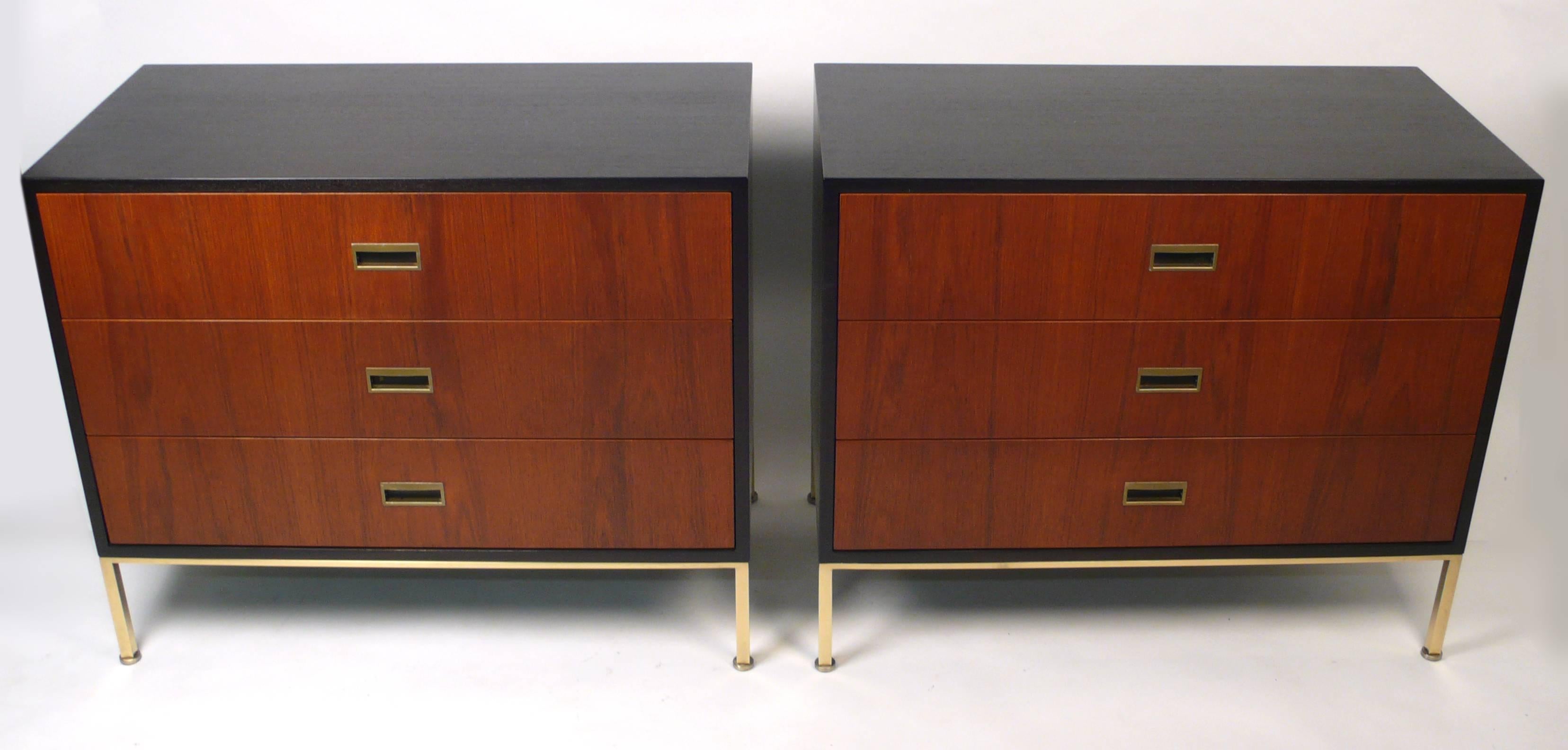 Matching pair of three-drawer chests by Harvey Probber. Priced per item.