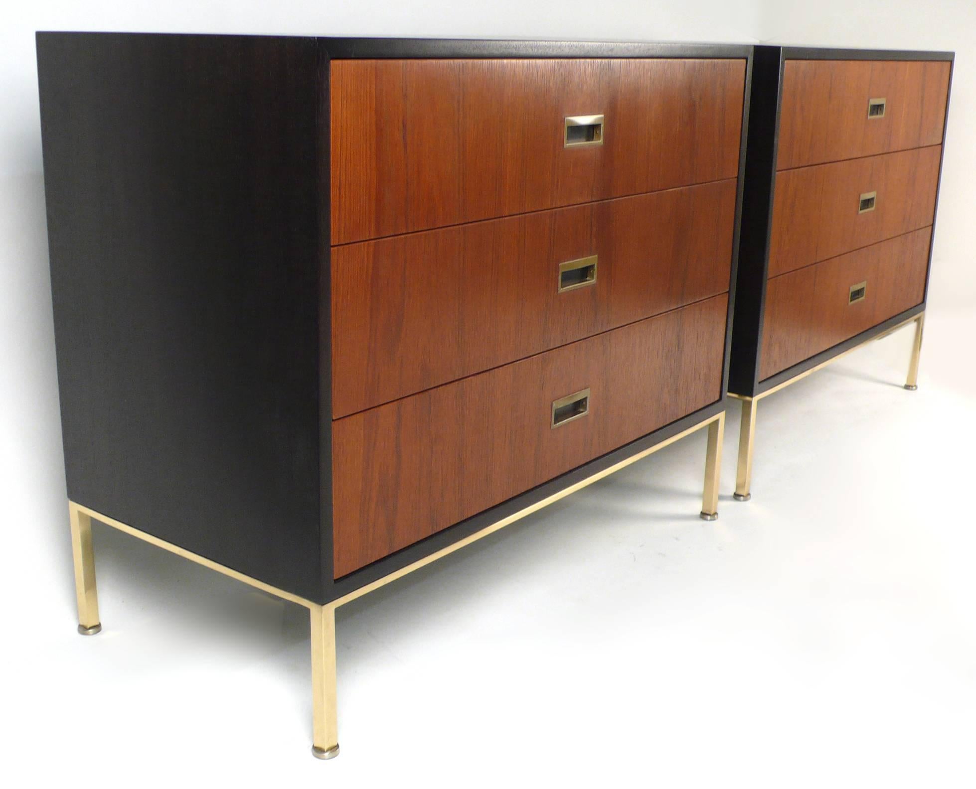 American Matching Pair of Three-Drawer Chests by Harvey Probber