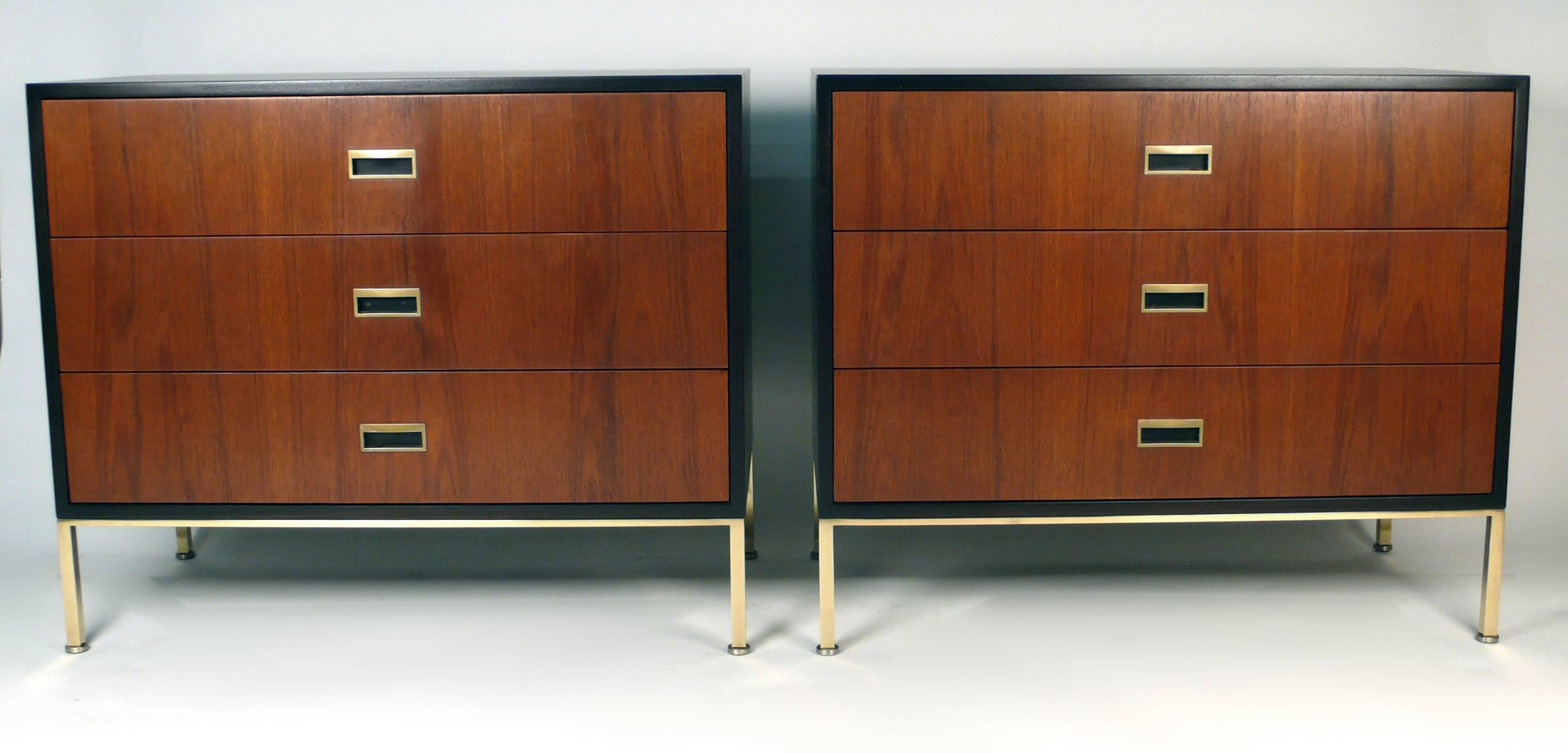 Mid-Century Modern Matching Pair of Three-Drawer Chests by Harvey Probber