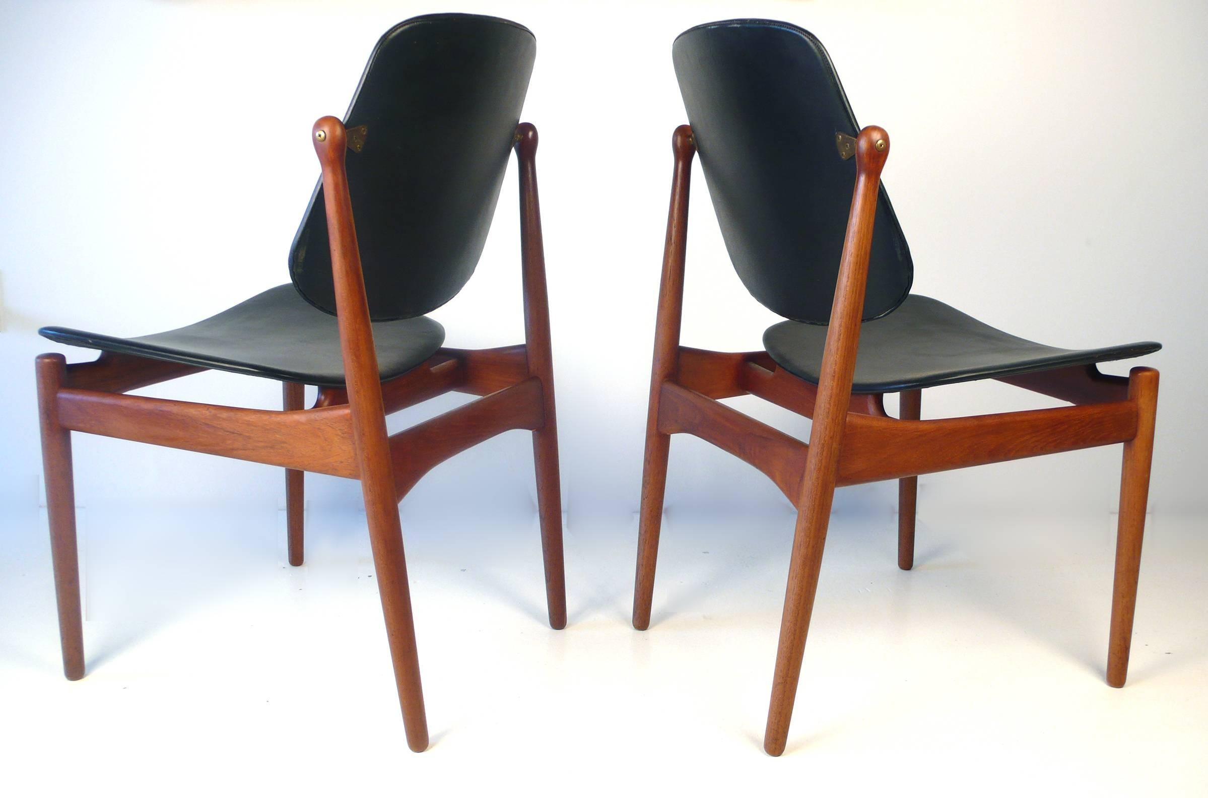 Scandinavian Modern Six Arne Vodder Solid Teak Dining Chairs